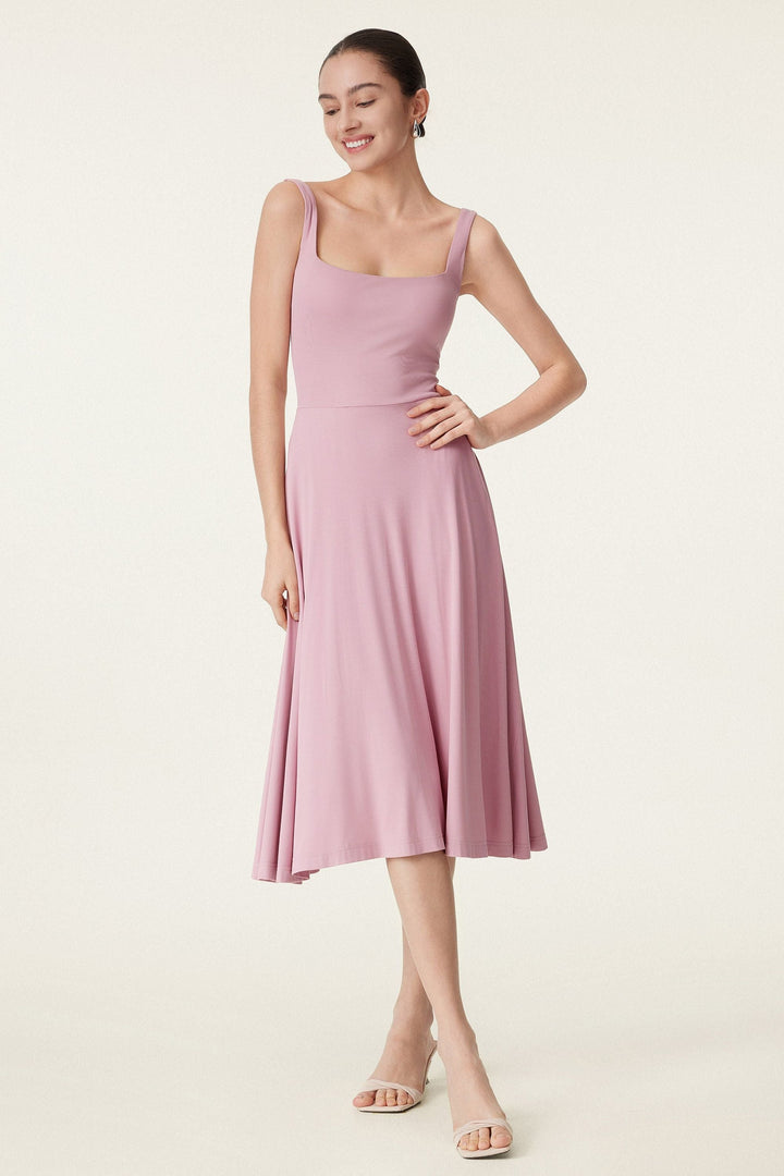 Collo quadrato Flowy New Airy Brami Midi Dress