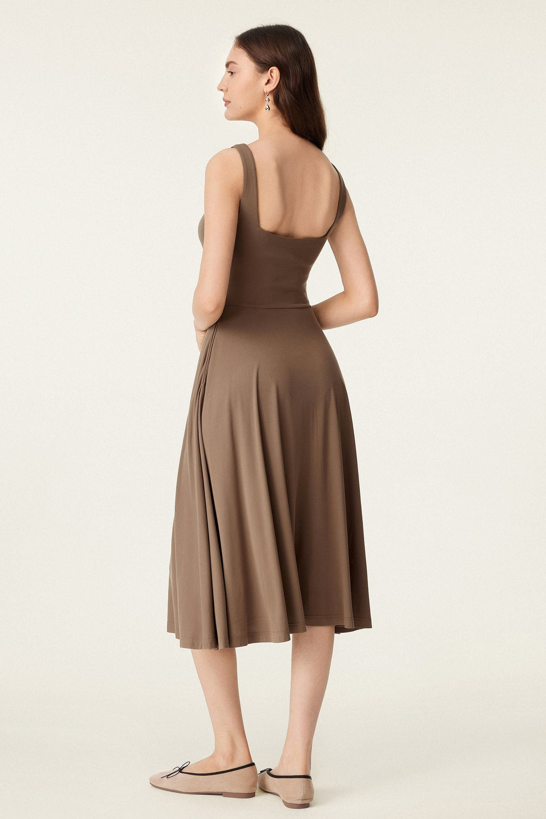 Collo quadrato Flowy New Airy Brami Midi Dress