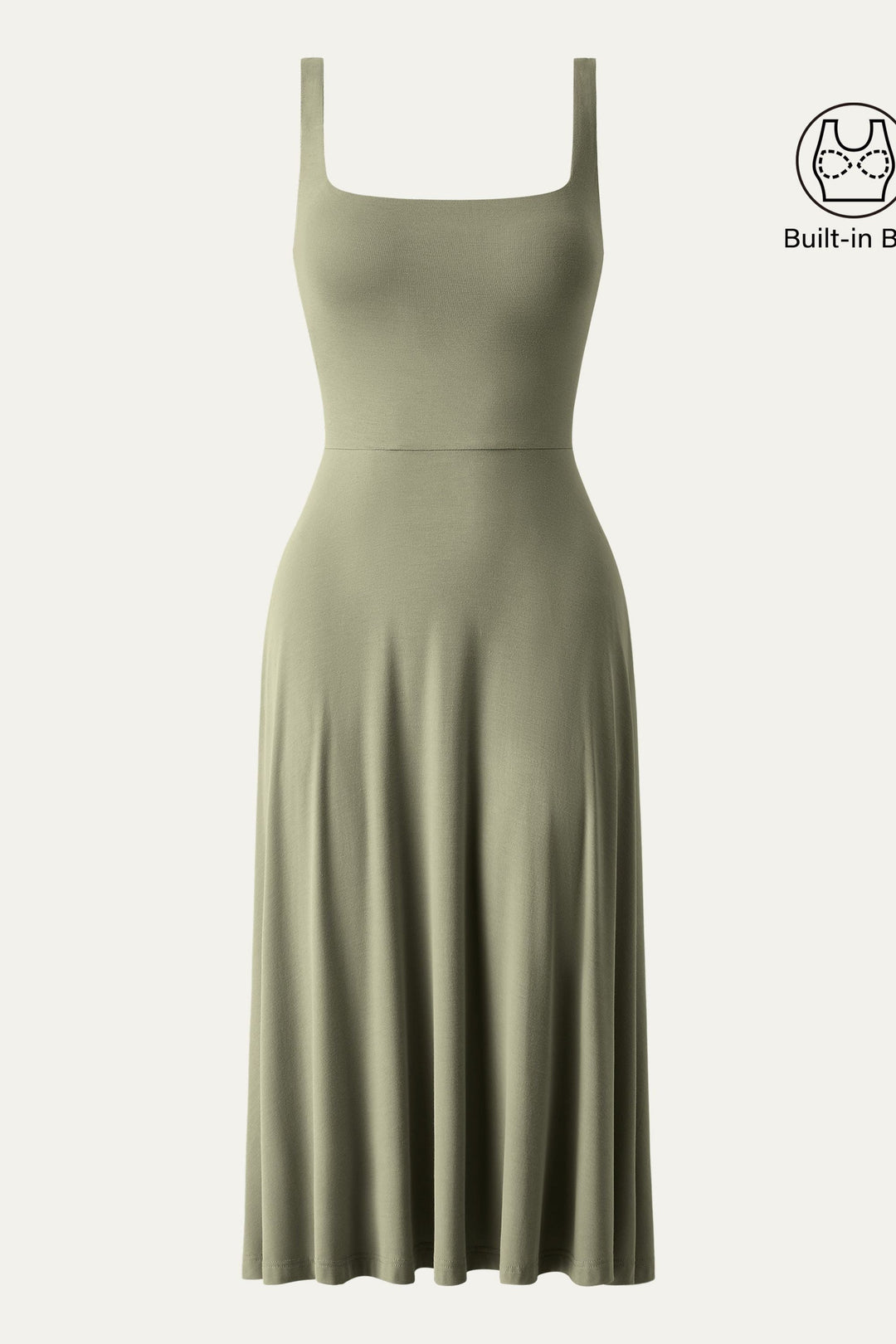 Collo quadrato Flowy New Airy Brami Midi Dress