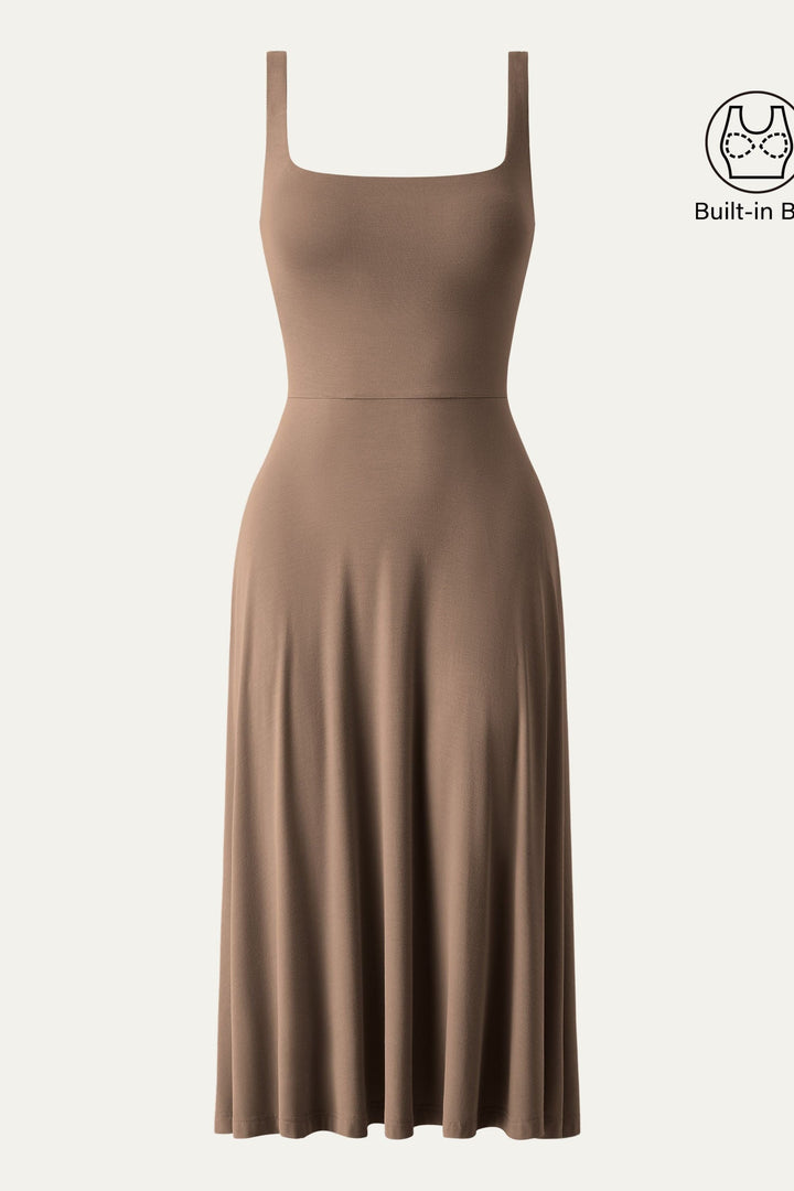 Collo quadrato Flowy New Airy Brami Midi Dress