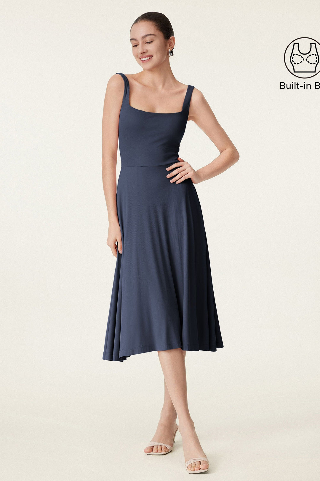 Collo quadrato Flowy New Airy Brami Midi Dress