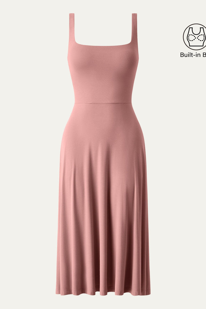 Collo quadrato Flowy New Airy Brami Midi Dress