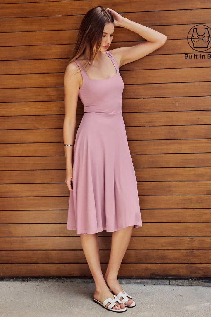 Collo quadrato Flowy New Airy Brami Midi Dress