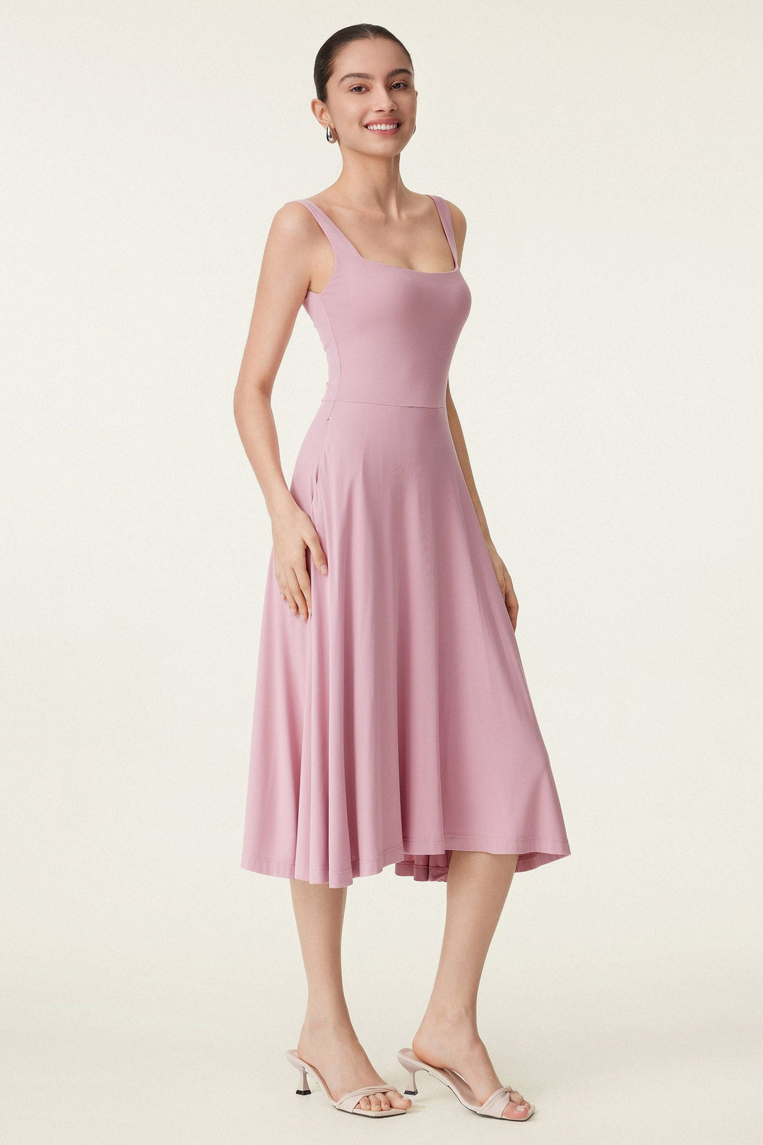 Collo quadrato Flowy New Airy Brami Midi Dress