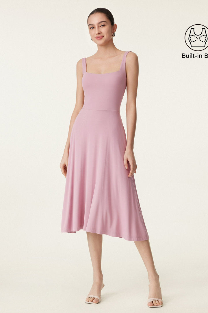 Collo quadrato Flowy New Airy Brami Midi Dress