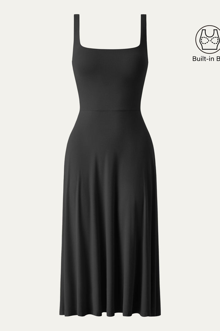 Collo quadrato Flowy New Airy Brami Midi Dress