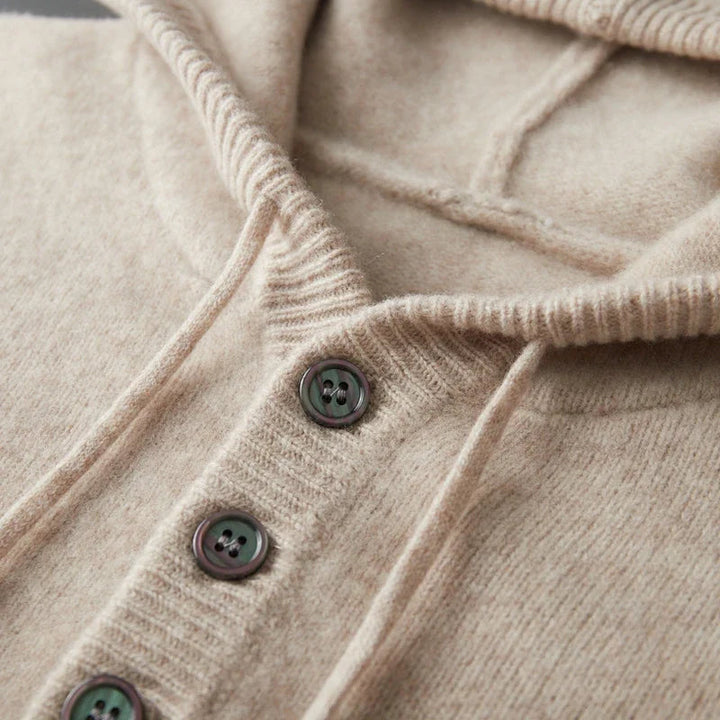 Elegante felpa con cappuccio in lana merino
