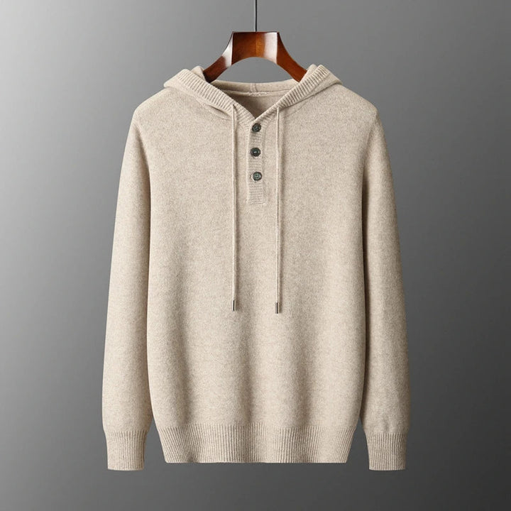 Elegante felpa con cappuccio in lana merino