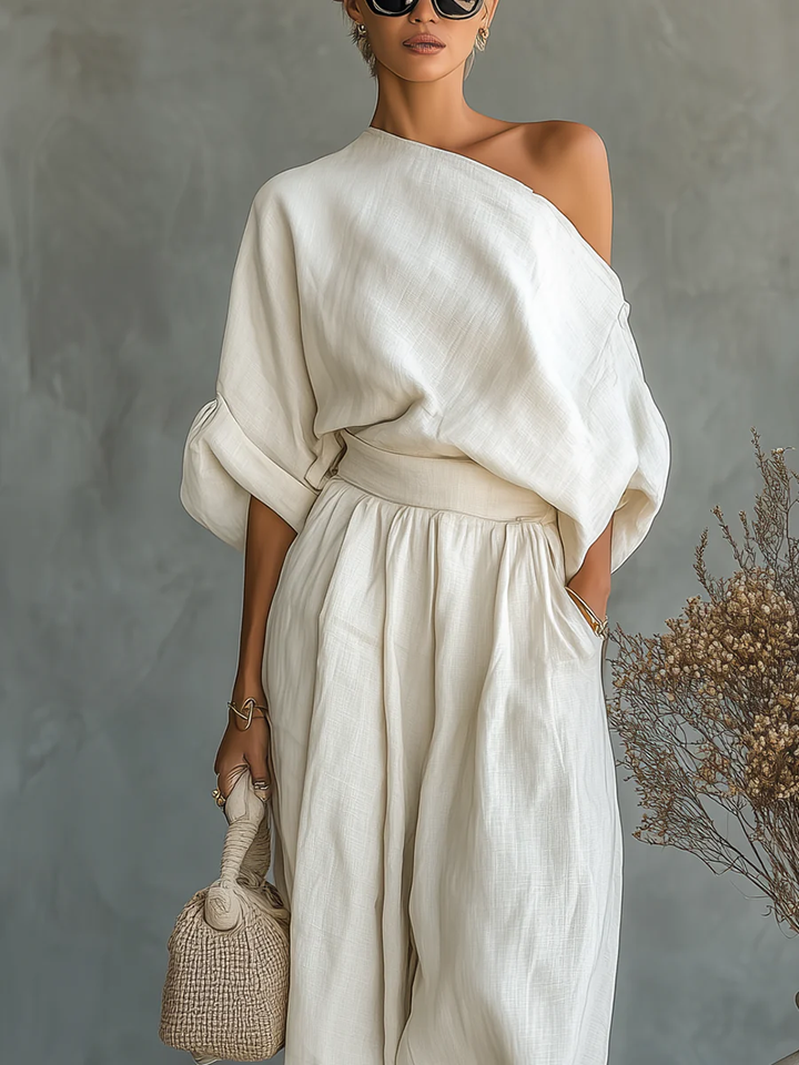 Roselina – Completo elegante con spalle scoperte