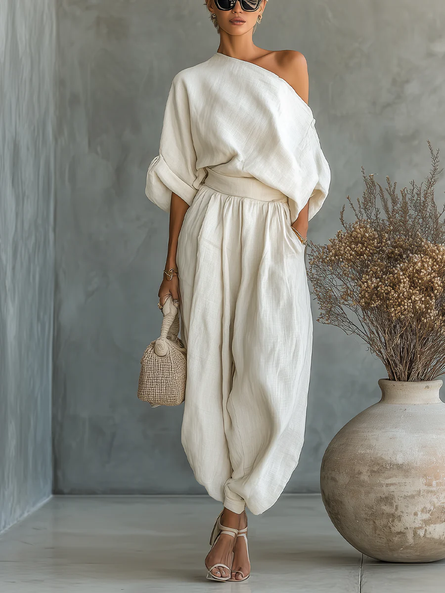 Roselina – Completo elegante con spalle scoperte