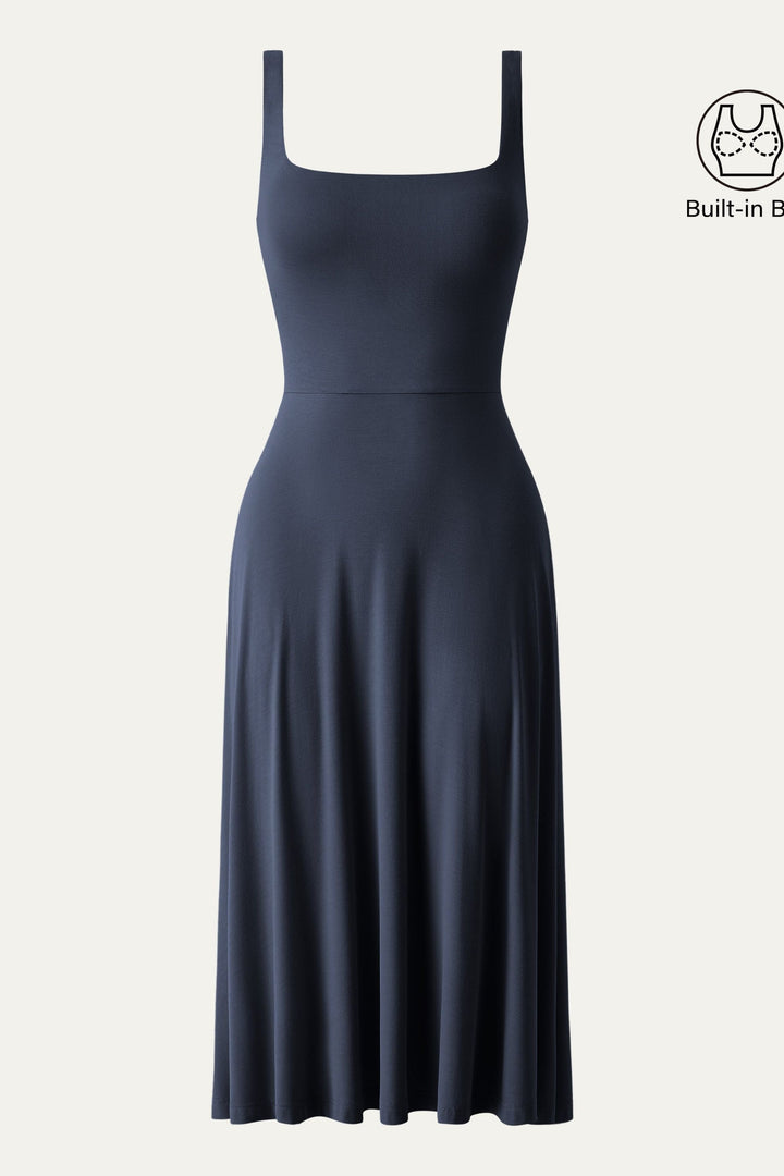 Collo quadrato Flowy New Airy Brami Midi Dress