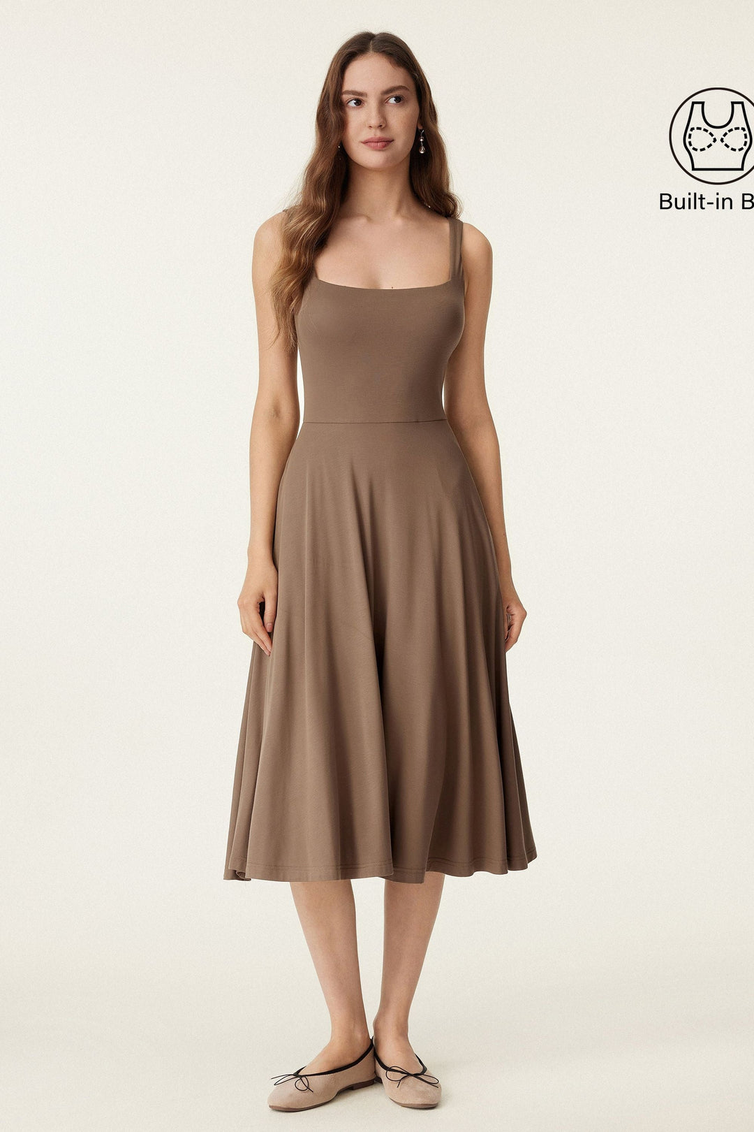 Collo quadrato Flowy New Airy Brami Midi Dress