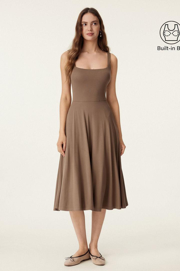 Collo quadrato Flowy New Airy Brami Midi Dress
