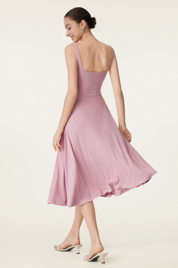 Collo quadrato Flowy New Airy Brami Midi Dress
