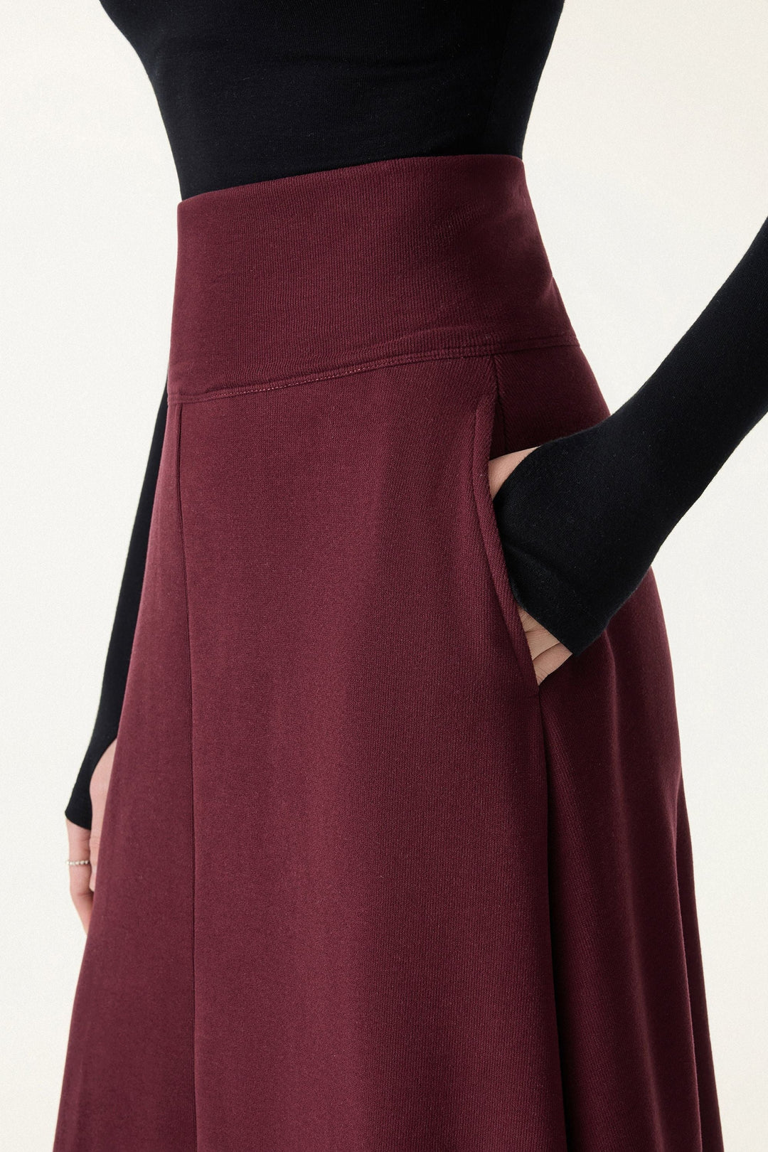 Set di 2 pezzi manica a pipistrello con scollo a gobba e gonna a ruota con tasche