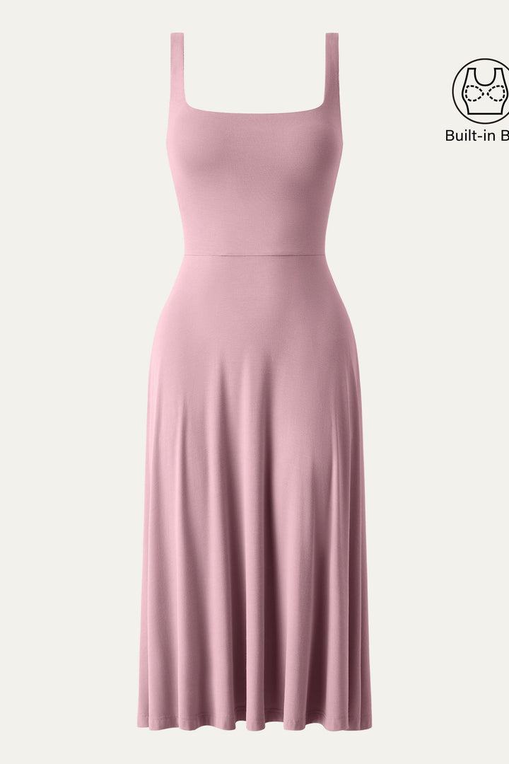 Collo quadrato Flowy New Airy Brami Midi Dress