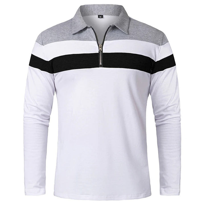 Maglione elegante con zip a righe