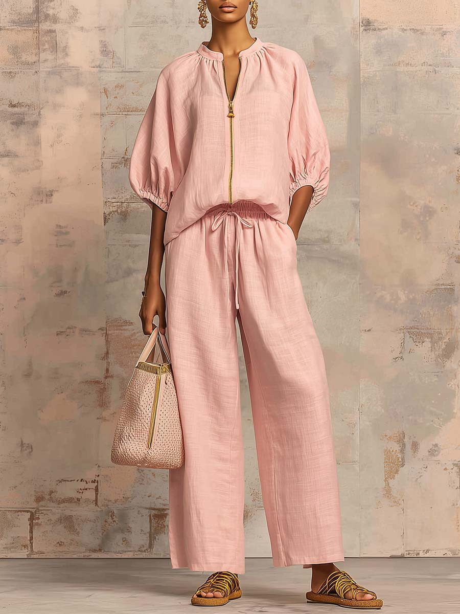 Leorina – Completo in cotone e lino dallo stile moderno