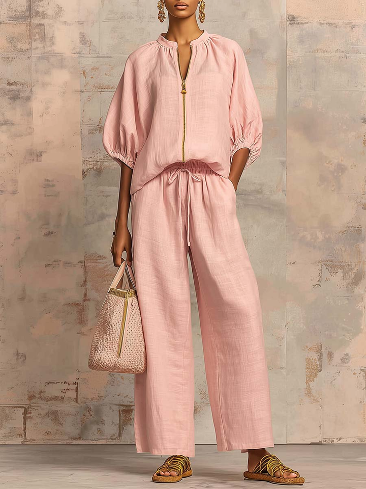 Leorina – Completo in cotone e lino dallo stile moderno