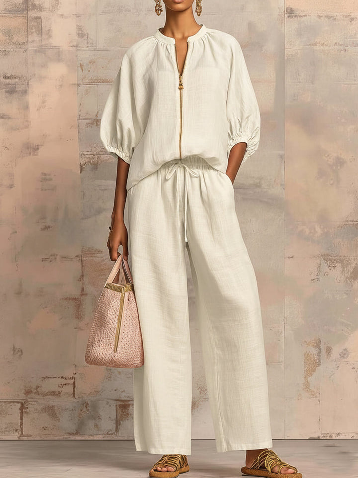 Leorina – Completo in cotone e lino dallo stile moderno