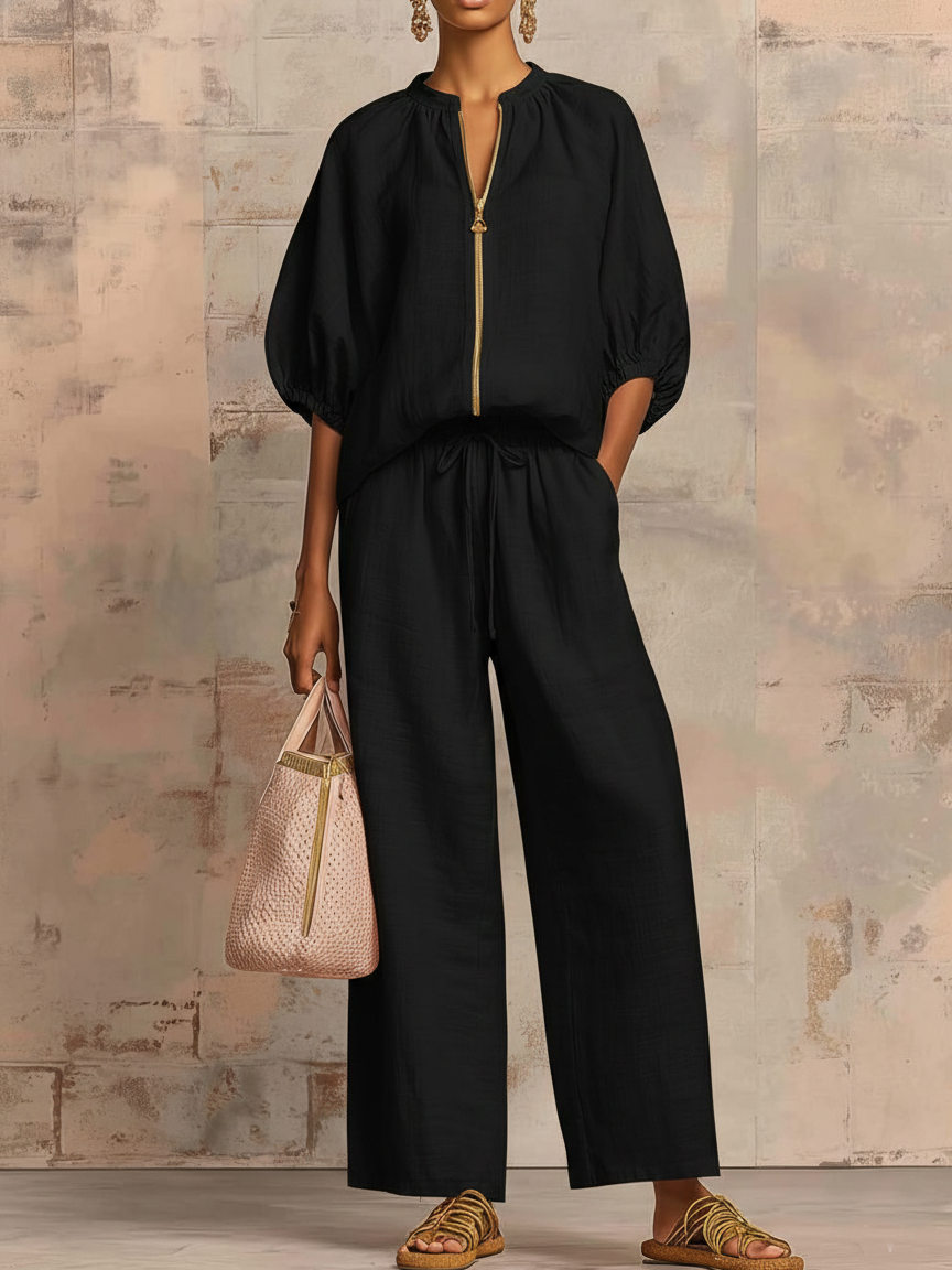 Leorina – Completo in cotone e lino dallo stile moderno