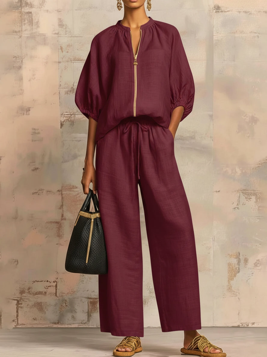 Leorina – Completo in cotone e lino dallo stile moderno