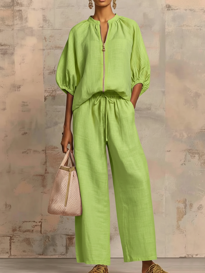 Leorina – Completo in cotone e lino dallo stile moderno