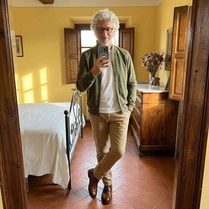 Riverno – Bomber in camoscio italiano premium